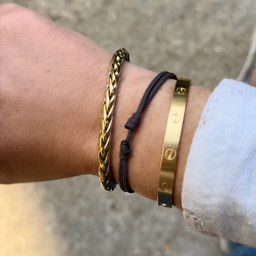 Bracelet Bracelet souple deux ors en or jaune et or gris 58 Facettes REF24058-221