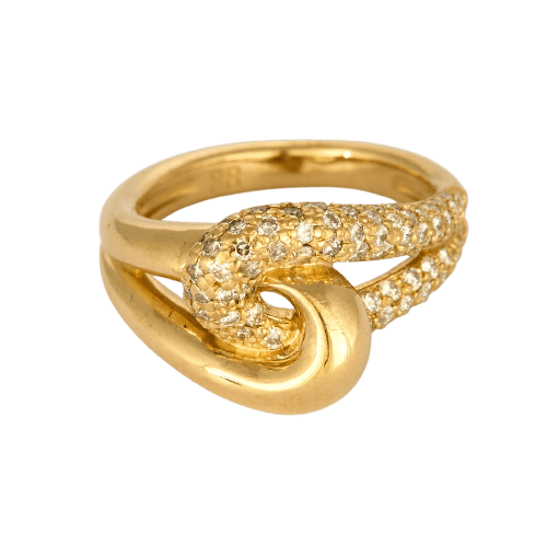 Bague 53 Bague nœud d’Héraclès en or jaune et diamants 58 Facettes B260295