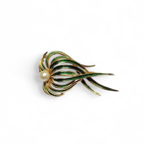 Broche Broche Posidonie en or jaune émaillé vert 58 Facettes REF25002-269