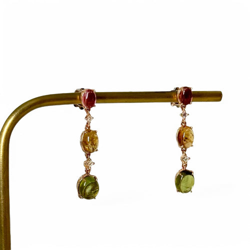 Boucles d'oreilles Boucles d'oreilles tourmaline en or rose et or gris 18K 58 Facettes REF24085-248