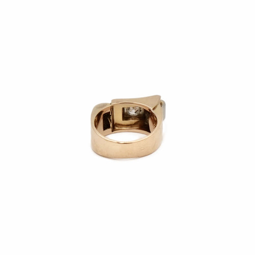 Bague 56 Bague tank asymétrique en or rose 18K et diamants 58 Facettes REF24100CF-263