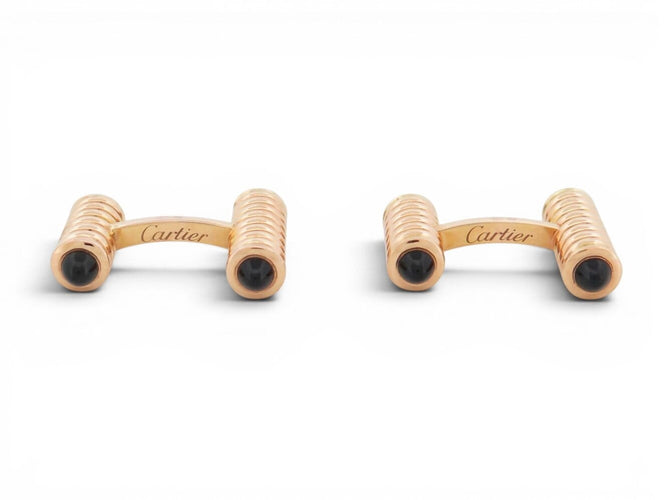 Mansjettknapper Cartier Fjærdekor - Mansjettknapper i roségull og onyks 58 Facettes 274667
