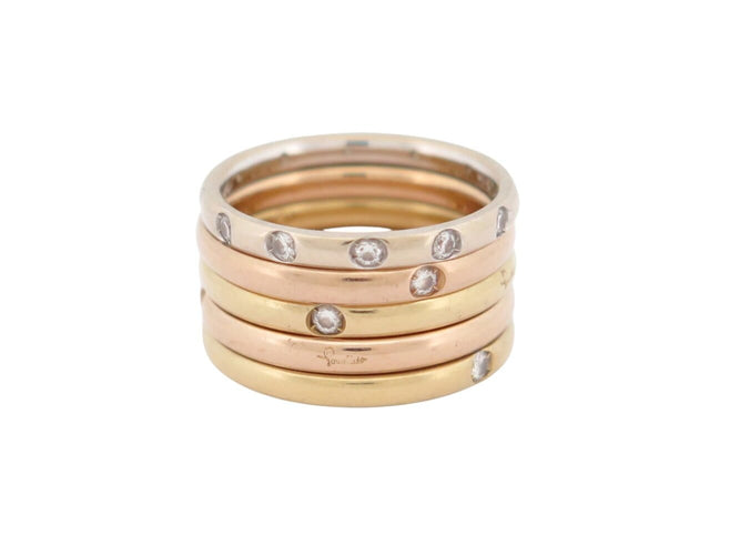 Ring 54 Pomellato Lucciole - Set of 5 rings in 18K gold and diamonds 58 Facettes 275527