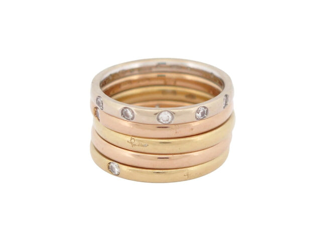 Ring 54 Pomellato Lucciole - Set of 5 rings in 18K gold and diamonds 58 Facettes 275527
