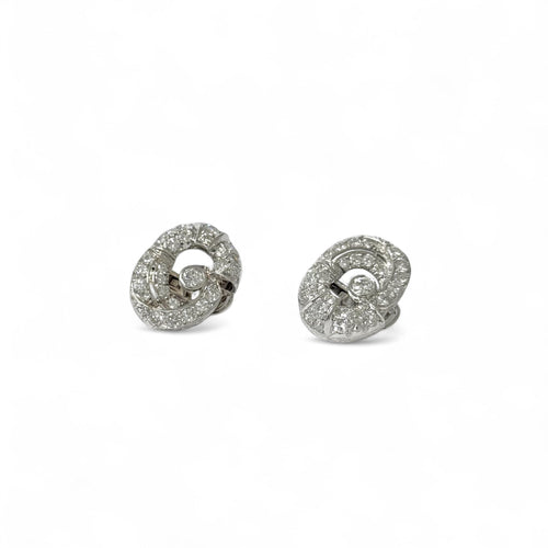 Boucles d'oreilles Clips d'oreilles Art déco en platine et diamants 58 Facettes REF2534-301