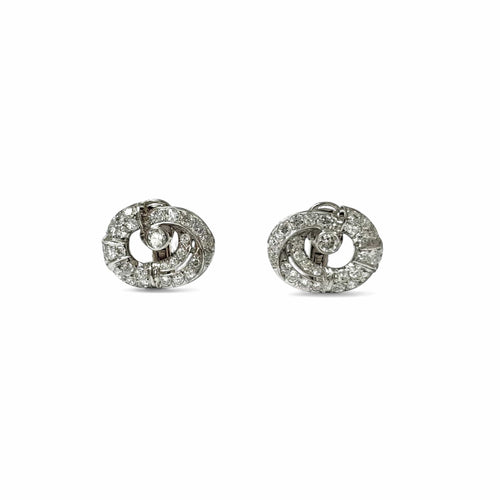Boucles d'oreilles Clips d'oreilles Art déco en platine et diamants 58 Facettes REF2534-301