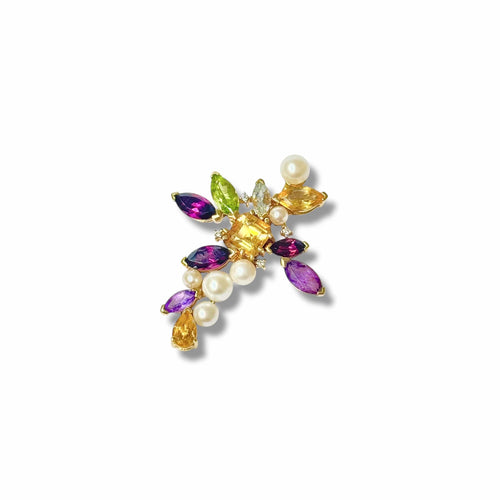 Pendentif Christian Lacroix - Pendentif croix multigemmes en or jaune 18K et diamants 58 Facettes REF2532-299