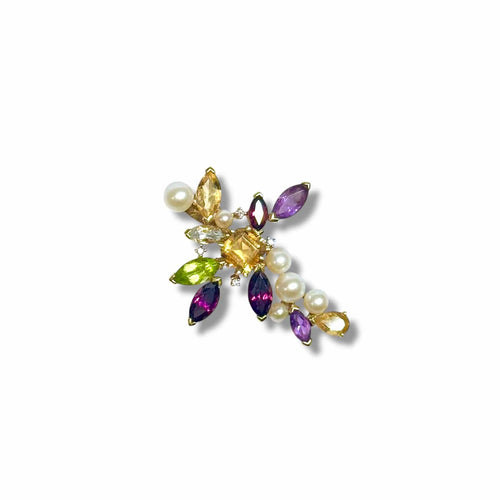 Pendentif Christian Lacroix - Pendentif croix multigemmes en or jaune 18K et diamants 58 Facettes REF2532-299