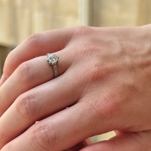 Bague 49 Bague - Solitaire diamant en or gris 18K 58 Facettes REF24078-241