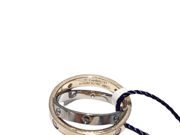 Cartier Love - Ring in rose gold, white gold and diamonds 