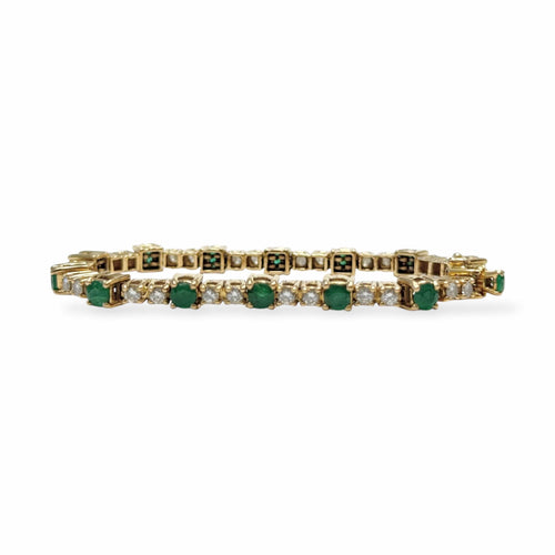Bracelet Bracelet émeraudes et ligne de diamants en or jaune 58 Facettes REF2547-319