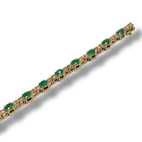 Bracelet Bracelet émeraudes et ligne de diamants en or jaune 58 Facettes REF2547-319