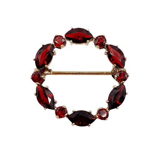 Broche Broche vintage en or 14K et grenats 58 Facettes A07478