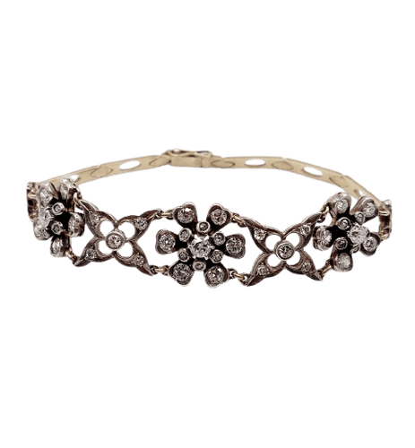 Náramek Art Deco ze 14K zlata, Stříbro a diamantů 