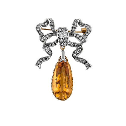 Pendentif Broche-pendentif victorienne portugaise en or, argent, topaze et diamants 58 Facettes B3