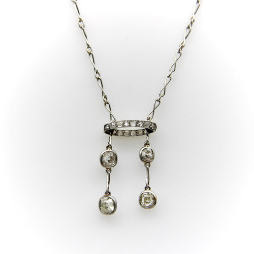 Necklace Neglected Edwardian necklace in platinum and old-cut diamonds 58 Facettes 11153
