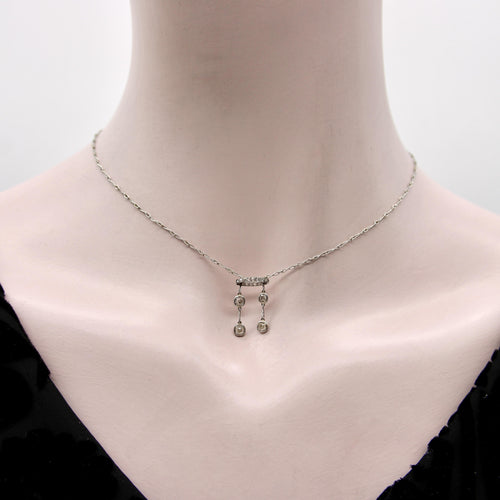 Necklace Neglected Edwardian necklace in platinum and old-cut diamonds 58 Facettes 11153