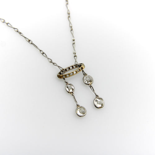 Necklace Neglected Edwardian necklace in platinum and old-cut diamonds 58 Facettes 11153