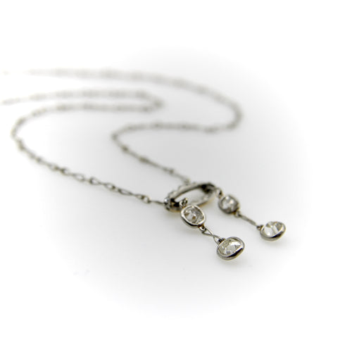 Necklace Neglected Edwardian necklace in platinum and old-cut diamonds 58 Facettes 11153