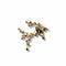 Broche Broche oiseau dans un cerisier en or jaune 18K, rubis 58 Facettes REF2503-270