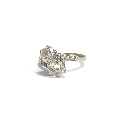 Bague 51 Toi et Moi - Bague diamants en or gris 58 Facettes
