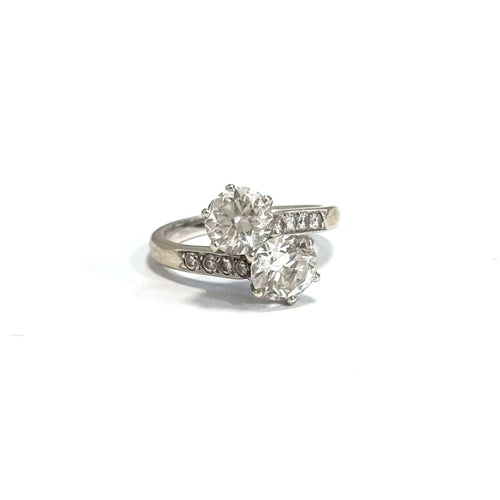 Bague 51 Toi et Moi - Bague diamants en or gris 58 Facettes
