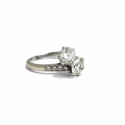 Bague 51 Toi et Moi - Bague diamants en or gris 58 Facettes