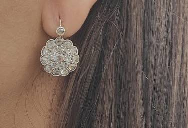 Boucles d'oreilles Napoléon III - Boucles d'oreilles en or, argent et diamants 58 Facettes 33791