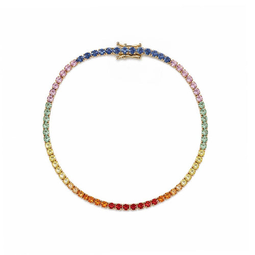 Bracelet Bracelet tennis en or 18K et saphirs arc-en-ciel 58 Facettes GBT1281YG