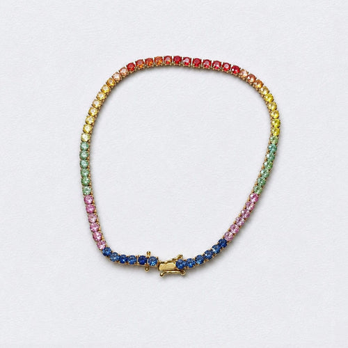 Bracelet Bracelet tennis en or 18K et saphirs arc-en-ciel 58 Facettes GBT1281YG