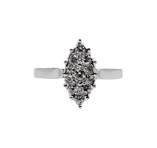 Vintage marquise ring in 18k witgoud en diamanten 
