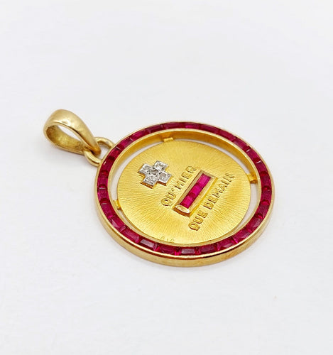 Pendentif Augis - Pendentif médaille d’amour en or 18K, diamant et rubis 58 Facettes A07500