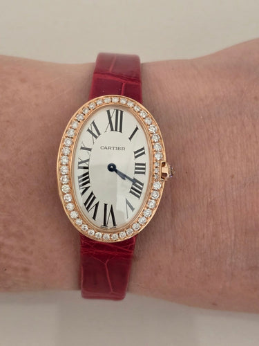 Montre Cartier Baignoire - Montre en or rose et diamants 58 Facettes 1