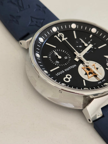 Montre Louis Vuitton Tambour Moon Star - Montre chronographe en acier 58 Facettes 1
