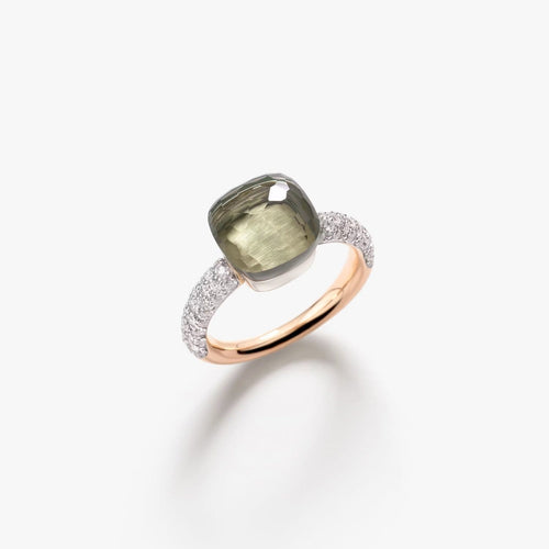 Bague 54 Pomellato Nudo Maxi - Bague en or rose, prasiolite et diamants 58 Facettes 535A26_M