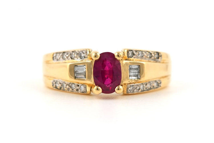 Bague 51 Bague contemporaine en or jaune, rubis et diamants 58 Facettes 23857