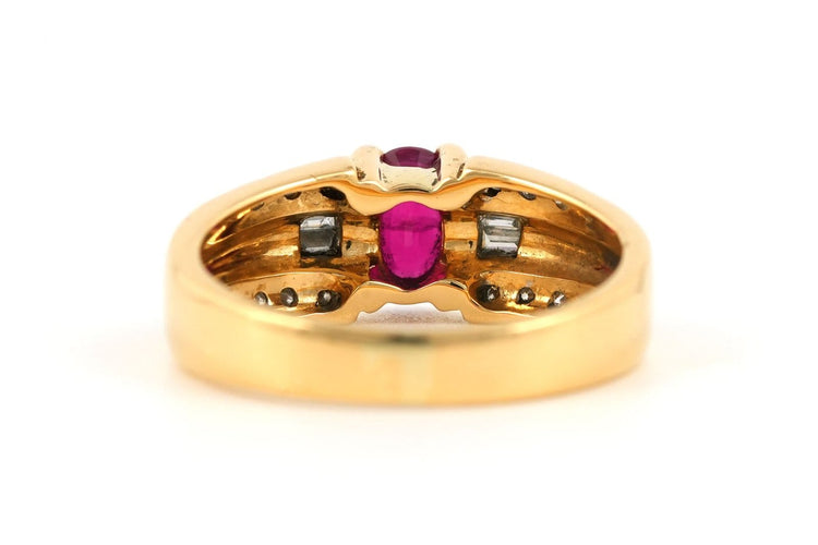 Bague 51 Bague contemporaine en or jaune, rubis et diamants 58 Facettes 23857