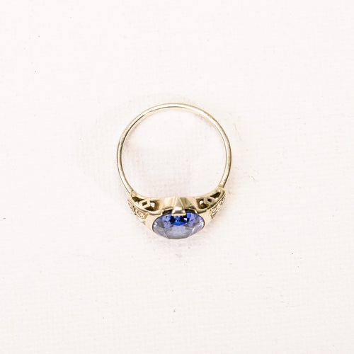 Art Déco Bague saphir synthétique et diamants en rose_volume.jpg