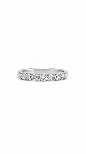 Bague 54 Demi-alliance en or gris 18K et diamants 58 Facettes LP 1075/ANNB