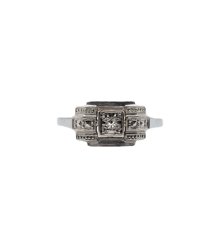 Bague 56 Bague Art déco en or blanc, platine et diamant 58 Facettes A07367