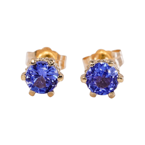 Boucles d'oreilles Boucles d'oreilles en or jaune, tanzanites et diamants 58 Facettes E0027