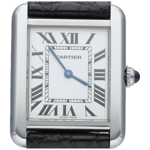 Cartier Tank Solo - Relógio de quartzo em pele preta 