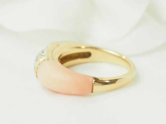 Bague 54 Van Cleef & Arpels Philippine - Bague en or jaune, diamants et corail 58 Facettes 33591