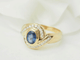 Bague 54 Bague vintage en or jaune 18 carats, saphir de Ceylan et diamants 58 Facettes 33549
