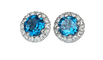 Boucles d'oreilles Boucles d'oreilles halo en or blanc, topazes London Blue et diamants 58 Facettes earrings