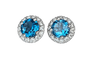 Boucles d'oreilles Boucles d'oreilles halo en or blanc, topazes London Blue et diamants 58 Facettes earrings