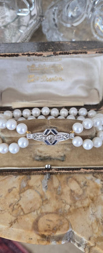 Bracelet Art déco - Bracelet en or 18 ct, platine, saphirs, diamants et perles 58 Facettes 1