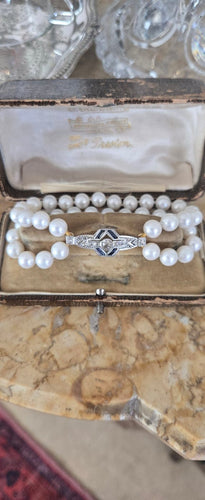 Bracelet Art déco - Bracelet en or 18 ct, platine, saphirs, diamants et perles 58 Facettes 1