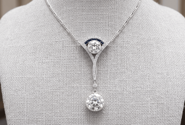 Collier Van Cleef & Arpels - Collier Négligée Art déco en platine, diamants et onyx 58 Facettes D17