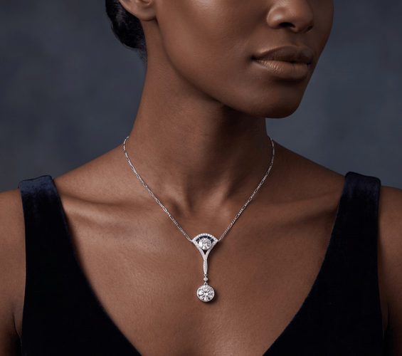 Collier Van Cleef & Arpels - Collier Négligée Art déco en platine, diamants et onyx 58 Facettes D17